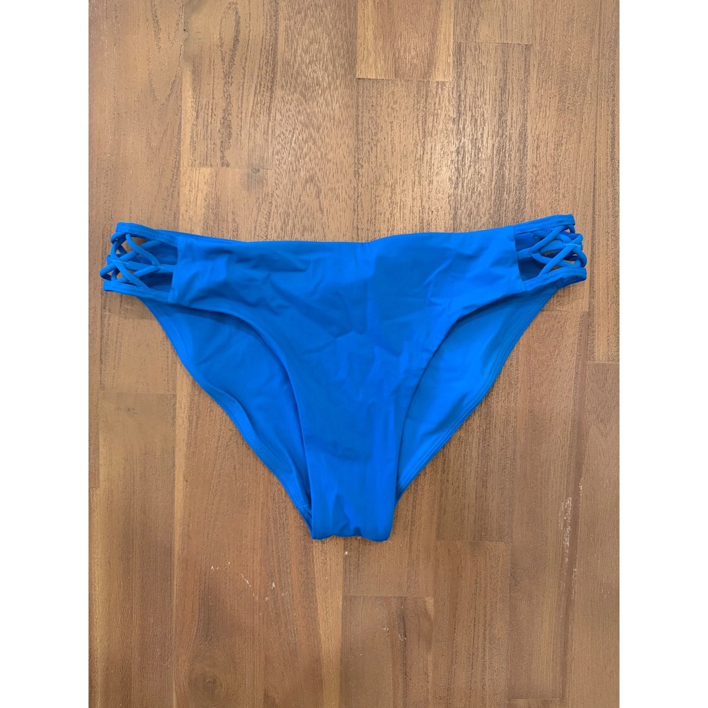 Lululemon Shoreline Swim Bottoms Blue Lattice Strappy Bikini Size 6